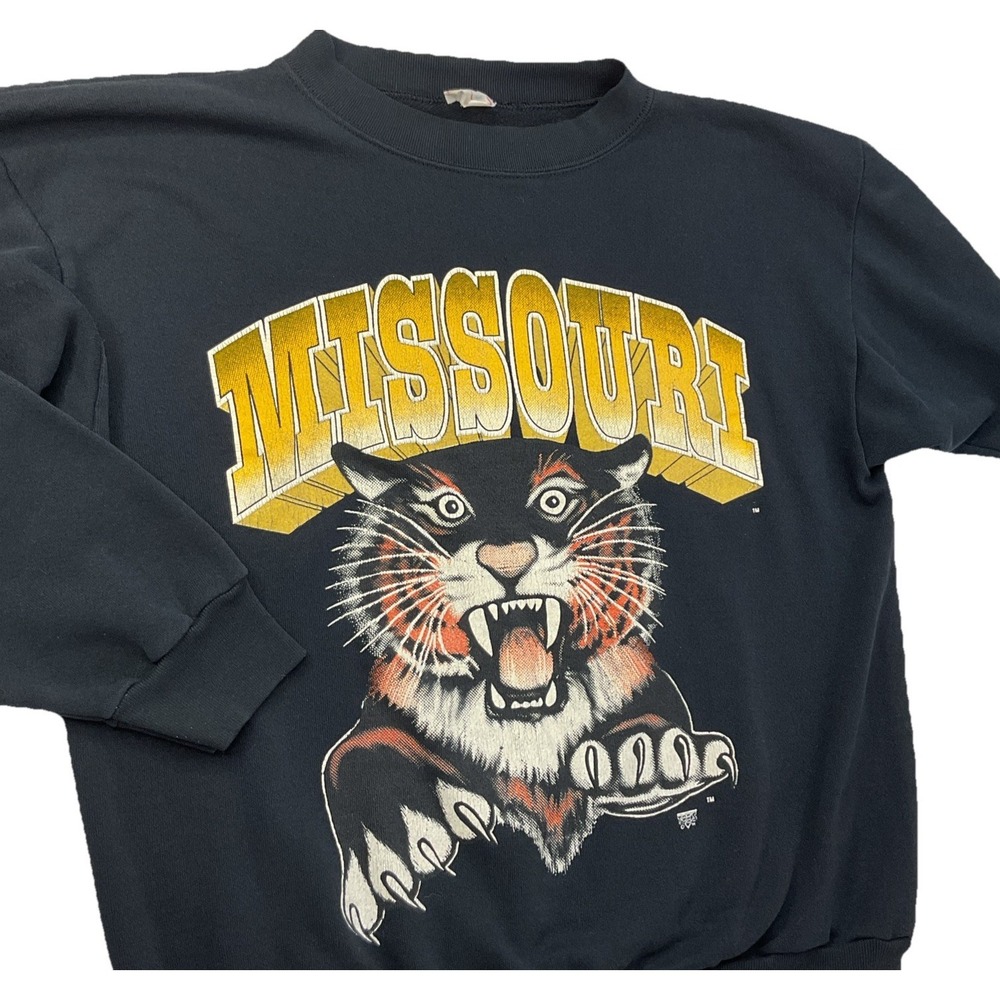 Vintage Missouri Tigers Sweatshirt Mens XL Black NCAA Football Tultex USA 80s